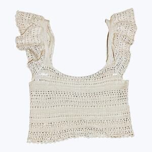 Sincerely Jules Crocheted Flutter Sleeve Top Size M